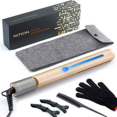 #3. NITION Professional Salon Hair Straightener Argan Oil for Healthy Styling (Gold)