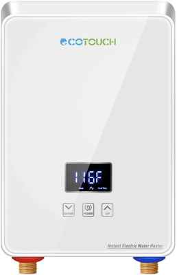 #2. ECOTOUCH 5.5Kw 240V Point-of-Use Digital Display Tankless Electric Water Heater (White)