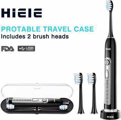 #8. HIEIE IPX7 Waterproof 5 Brushing Modes 2 Minutes Timer USB Rechargeable Electric Toothbrush