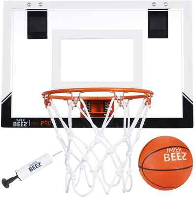 #2. JAPER BEES Wall Mount Mini Pro Over-The-Door Basketball Hoop w/Shatterproof Backboard