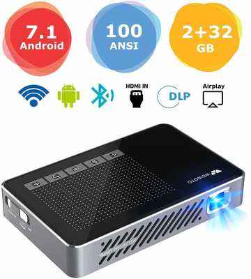 #10. WOWOTO A5 Pro 1080P HDMI USB Wi-Fi Bluetooth Android 7.1 100 ANSI Lumen Video Projector