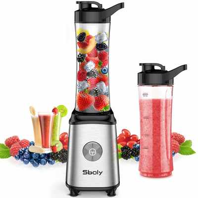 #10. Sboly Single-Serve 2-Tritan BPA-free 300W Small Juice Blender for Smoothies & Shakes