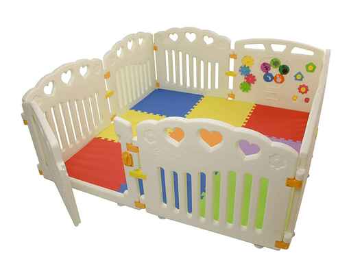 #1. BBNet 8 Pieces Pack N' Play Mattress Children Activity Center Playpen w/Play Mat & Gate Door