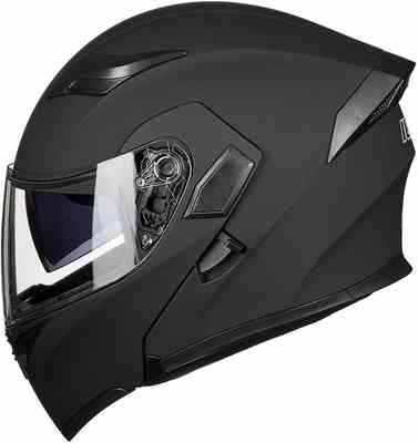 #4. ILM Dual Visor Flip-Up Dot Modular Full-Face Motorcycle Helmet (L, Matte Black- LED Lights)