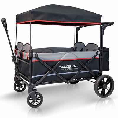 5. WonderFold Baby XXL Adjustable Handle 4-Passenger Quad Stroller Wagon (Black)