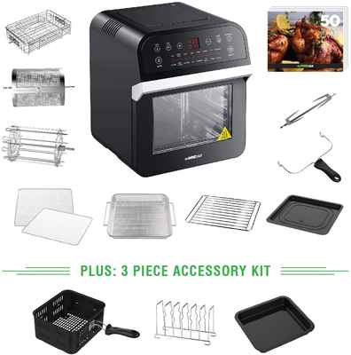 #4. Yedi 12.7Qt BPA-Free Auto Shutoff Black XL Air Fryer Oven Deluxe Accessory Kit