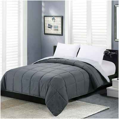 #6. Homelike Moment All-Season Reversible Lightweight Queen Gray Alternative Bed Comforter