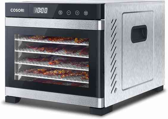 #5. CASORI 6 Stainless Steel Trays Digital Timer & Temperature Control Premium Food Dehydrator