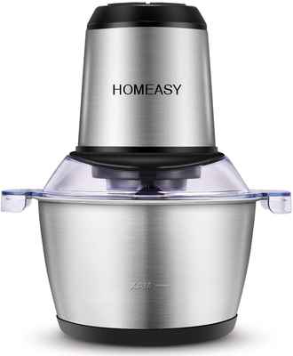 #9. Homeasy 2L 350W 8-Cups 4 Sharp Blades Stainless Steel Bowl Meat Grinder for Nuts Meat