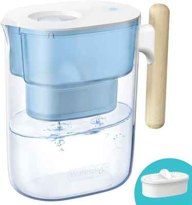 #5. Waterdrop BPA-Free Long-Lasting Chubby 10-Cup Water Filter Pitcher w/1 Filter (Blue)