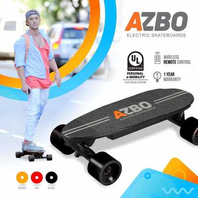 #2. AZBO 400W Motor 11 MPH Top Speed Portable Mini Electric Skateboard with Remote Control