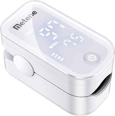 #2. METENE Spo2 Reading Lanyard & Batteries Fingertip Pulse Oximeter (White)