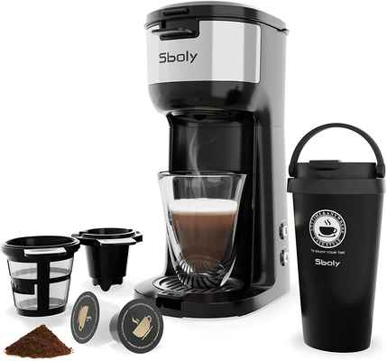 #5. Sboly 6 to 14 Oz Brew Size 3 Mins Fast Brew Single Serve Coffee Maker Machine w/Thermal Mug