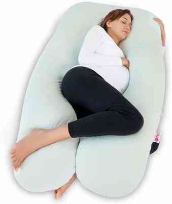 #4. Meiz U-Shaped Support Neck Back Legs Cooling Jersey Cover Full Body Pregnancy Pillow (Green)