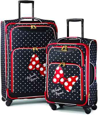 #1. American Tourister 21/28 2Pcs Set Minnie Mouse Red Disney Soft Side Bow w/Spinner Wheels