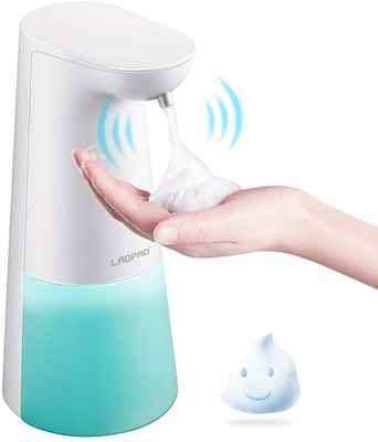 #3. LAOPAO 240ML Countertop Touchless Hand-Free Foaming Soap Dispenser (White)