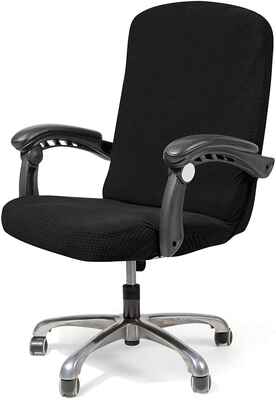 #6. WAMACO Large Water-Repellent Waterproof Jacquard Waterproof Office Chair Cover (Black)