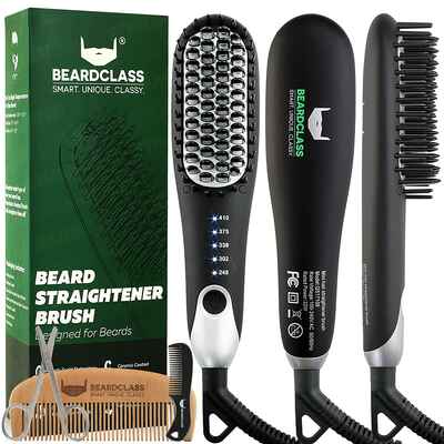 #3. BEARDCLASS Adjustable Temperature Portable Premium Beard Straightener Comb for Men