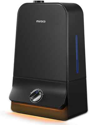 #9. Miroco 20 – 60Hrs Ultra-Quiet 6L 90MM Water Inlet Adjustable Mist Humidifier (Black)