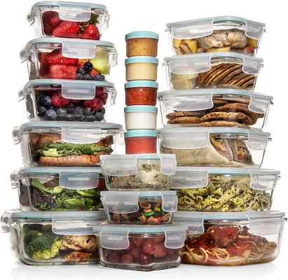 #9. Razab 35-Pcs Glass Meal Prep Airtight Glass Bento Boxes FDA-Approved Leak-Proof Containers