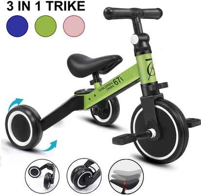 #9. 67i 3-in-1 Kids Tricycles Ages 1 – 3 Years 3 Wheel Convert Removable Pedal Tricycles