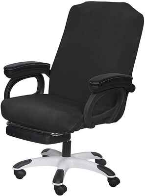 #10.SARAFLORA Large Size Washable Universal Rotating Office Chair Stretch (Black)