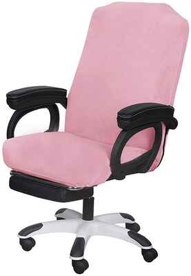 #9. SARAFLORA Computer Chair Slipcovers Large Size Universal Office Chair Cover (Pink)