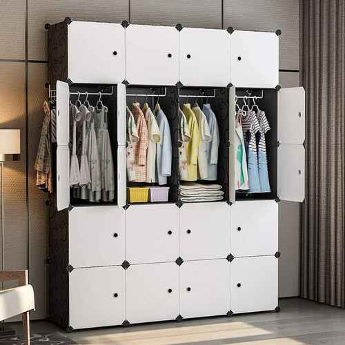 #9. YOZO 25 Cubes 18'' Depth Multi-Use Clothes Wardrobe Organizer Plastic Dresser (Black)