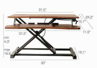 8. TechOrbits 32-Inch Height Adjustable Wood Brown Sit Standing Desk Converter Workstation