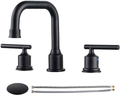 #10. WOWOW 3pcs Basin 360 Degree Swivel Spout 2-Handles Widespread 8'' Bathroom Faucet