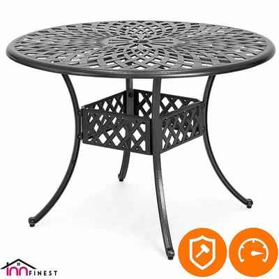 3. InnFinest 42'' Cast Aluminum Umbrella Hole Weave Design Rust-Proof Patio Bistro Dining Table