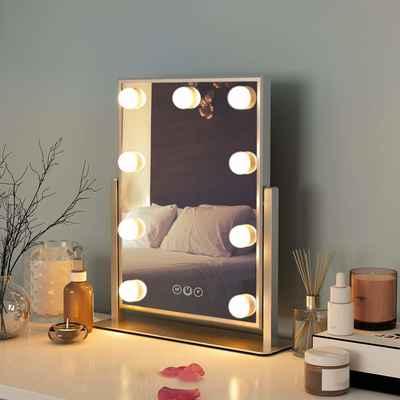 #8. FENCHILIN White Hollywood Mirror w/Light Large Makeup Mirror Vanity 3 Colors