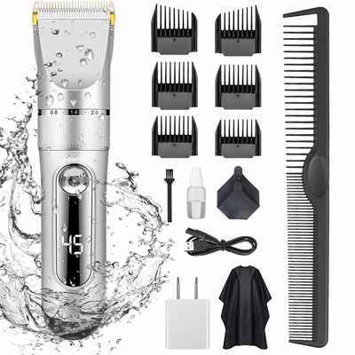 #4. KERUITA IPX7 Waterproof Quiet LED Display Cordless Rechargeable Hair Trimmer Set