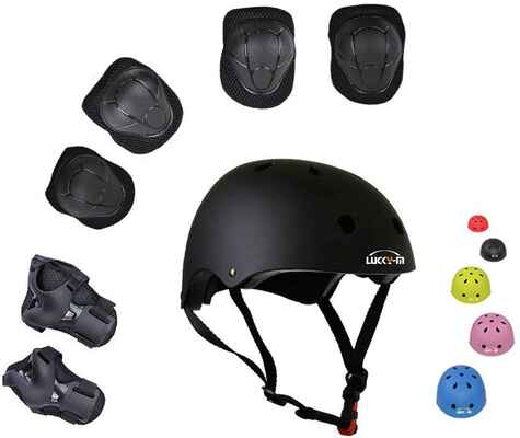 #6. UniqueFit Lucky-M Wrist Guards, Helmet, Elbow & Knee Pads Outdoor Kid's Protective Gear Set