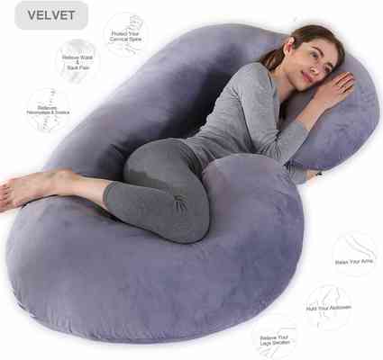 #8. Chilling Home 55'' Comfort C-Shaped Pillow Maternity Full Body Pregnant Pillow (Grey)