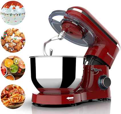 #9. Nurxiovo 7QT 6-Speed 660W Stand Mixer w/Dishwasher Safe & Strong Suction Cups (Red)