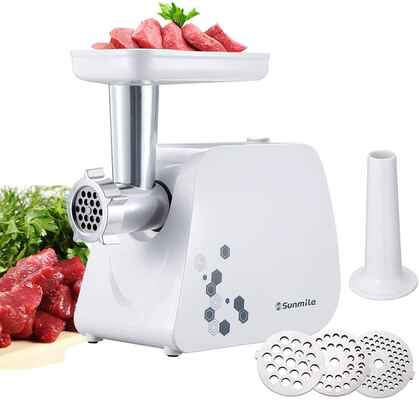 #8. Sunmile 1 HP 1000W Stainless Steel Cutting Blade Electric Meat Grinder & Sausage Maker (White)