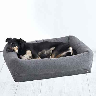 #4. BarkBox Waterproof Lining Plush Orthopedic Crate Lounger Washable Cover Memory Foam Dog Bed