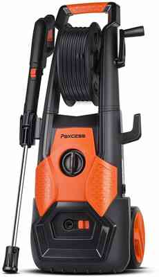 #6. PAXCESS 2150 PSI Hose Reel Adjustable Nozzle 1.85 GPM Electric Pressure Power Washer (Orange)