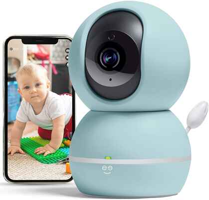 #4. GEENI PASTEL BLUE 1080P Wireless Wi-Fi Smart Baby & Pet Monitor w/Camera & Sound Alert