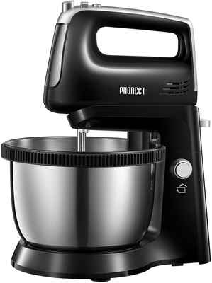 #1. PHONECT 2-in-1 250W Turbo Electric 3.7 Quarts 5-Speed Stand Mixer w/Rotating Bowl