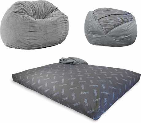 #2. CordaRoy's Convertible from Bean Bag to Bed Full Size Chenille (Charcoal)