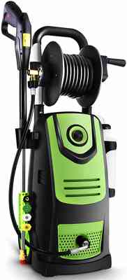 #9. Naabet 3800 PSI 2.8 GPM with Soap Bottle & Hose Reel Electric Pressure Washer (Green)