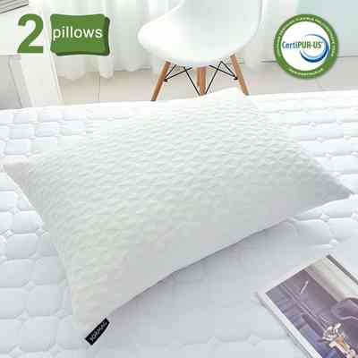 #3. SORMAG 2 Pack Bamboo Cooling Adjustable Shredded Memory Foam Pillow for Sleeping