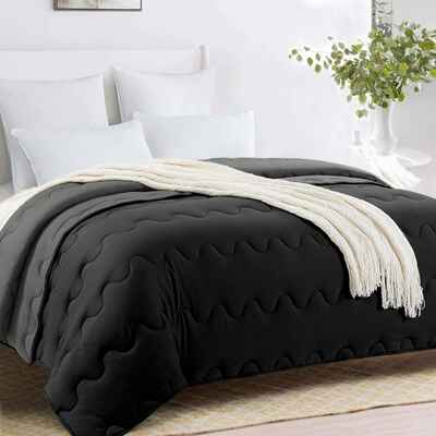 #10. HOMBYS King Navy Blue Soft Hypoallergenic Lightweight Machine Washable All-Season Comforter