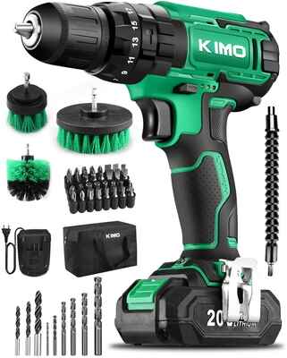 #9. KIMO 3/8'' Concrete Wood Variable Speed 20 Impact Drill Set 350lbs Keyless Chuck Driver Kit