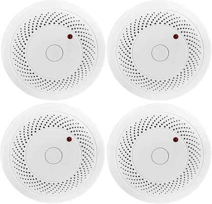 #3. LECOOLIFE 4 Pcs Easy to Install Battery Operated Smoke Detector w/Photoelectric Sensor