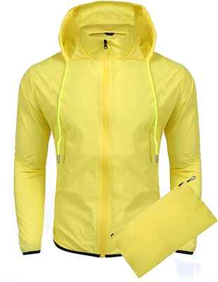 #3. COOFANDY Waterproof Lightweight Packable Unisex Waterproof Hooded Cycling Raincoat