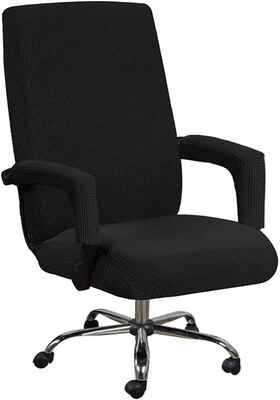 #1. GAEA.TEX Large Slipcover Durable Stretch Soft Protector Computer Office Chair Cover (Black)