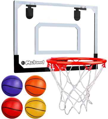 #7. Meland Indoor Kids Mini Basketball Hoop Set w/3 Basketballs & All Accessories for Door